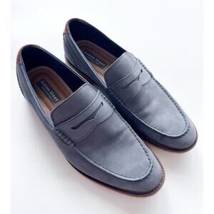 Men's Aston Grey Toldijk Blue-Gray Leather Loafers Size 10.5
